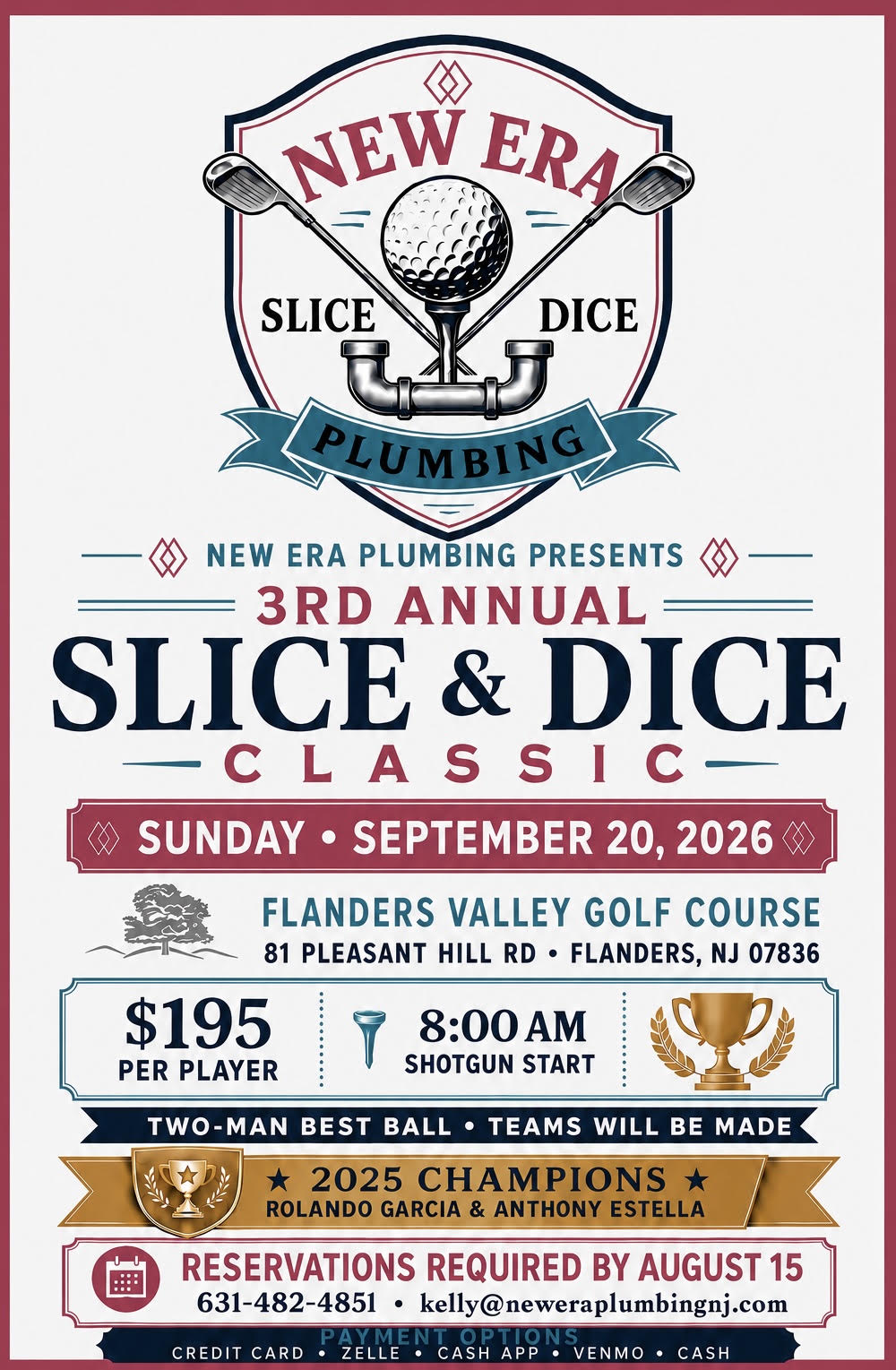 New Era Plumbing's 3rd Annual Slice and Dice Classic golf event flyer